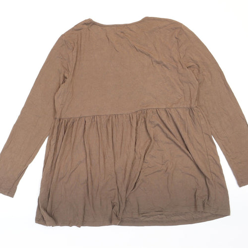 SheIn Womens Brown Viscose Tunic T-Shirt Size L Round Neck