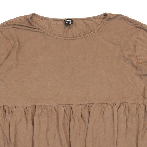 SheIn Womens Brown Viscose Tunic T-Shirt Size L Round Neck