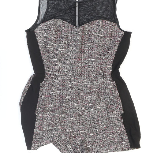 Lipsy Womens Multicoloured Ikat Acrylic Playsuit One-Piece Size 12 Button