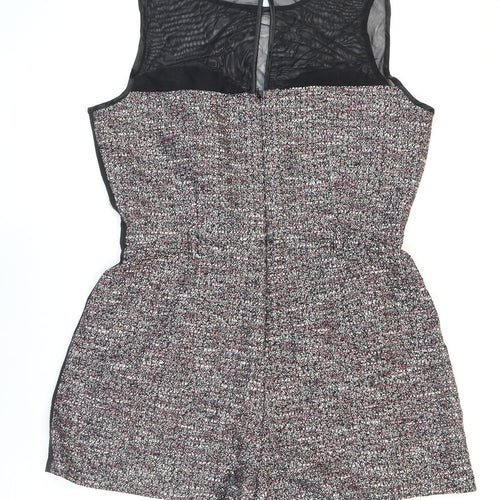 Lipsy Womens Multicoloured Ikat Acrylic Playsuit One-Piece Size 12 Button