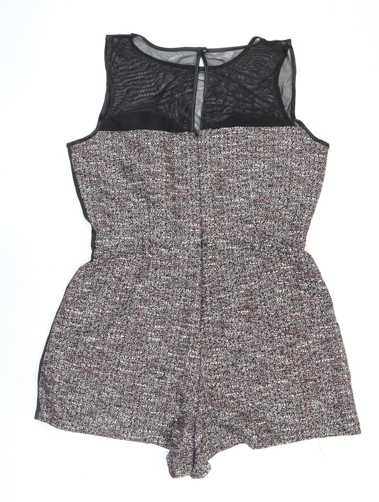 Lipsy Womens Multicoloured Ikat Acrylic Playsuit One-Piece Size 12 Button