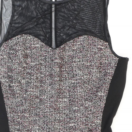 Lipsy Womens Multicoloured Ikat Acrylic Playsuit One-Piece Size 12 Button