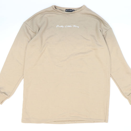 PRETTYLITTLETHING Womens Beige Polyester Pullover Sweatshirt Size 4 Pullover - Pretty Little Thing