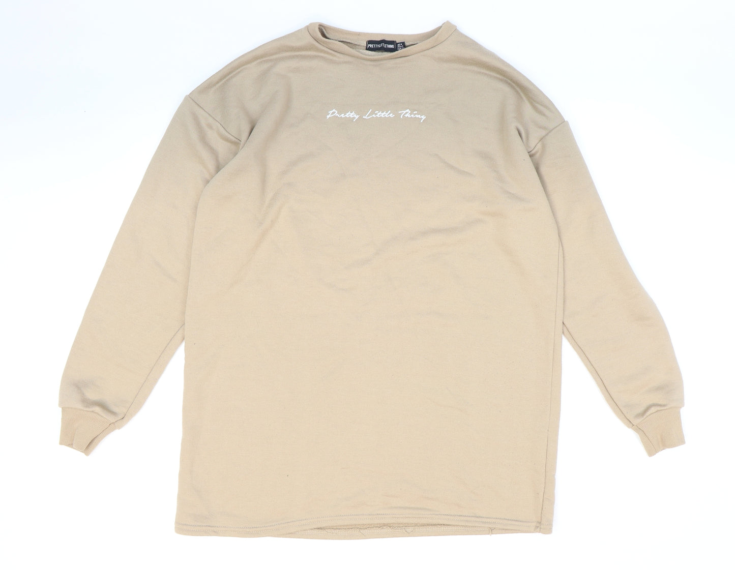 PRETTYLITTLETHING Womens Beige Polyester Pullover Sweatshirt Size 4 Pullover - Pretty Little Thing