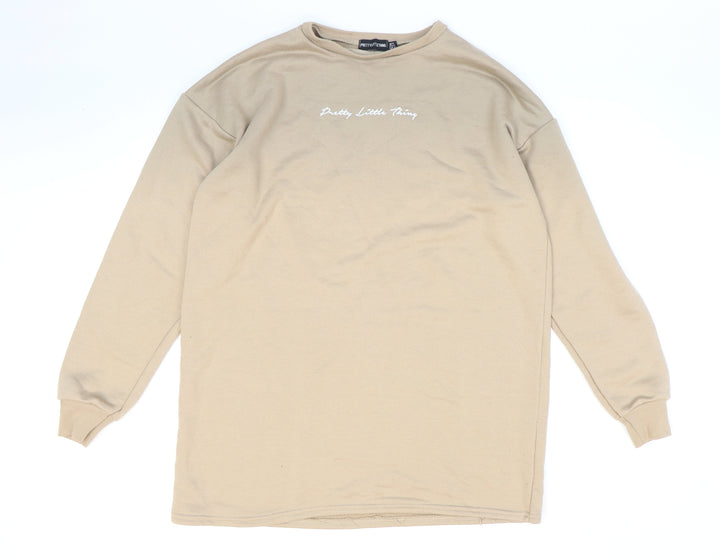 PRETTYLITTLETHING Womens Beige Polyester Pullover Sweatshirt Size 4 Pullover - Pretty Little Thing