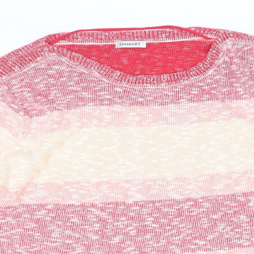Damart Womens Multicoloured Round Neck Striped Acrylic Pullover Jumper Size 18 - Size 18-20