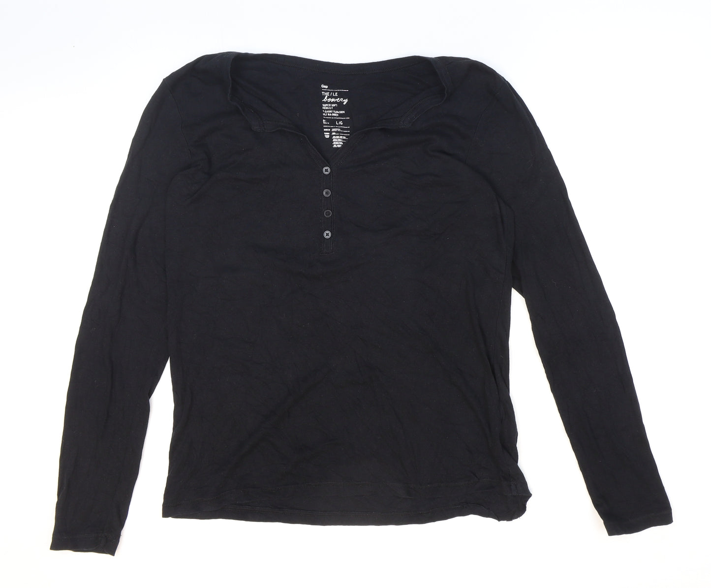 Gap Mens Black Cotton T-Shirt Size L V-Neck