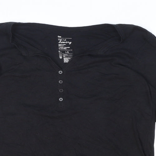 Gap Mens Black Cotton T-Shirt Size L V-Neck