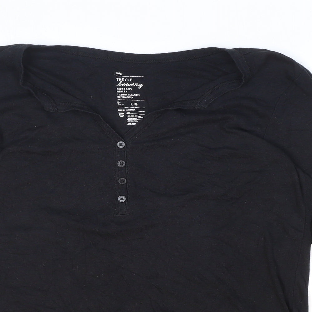 Gap Mens Black Cotton T-Shirt Size L V-Neck