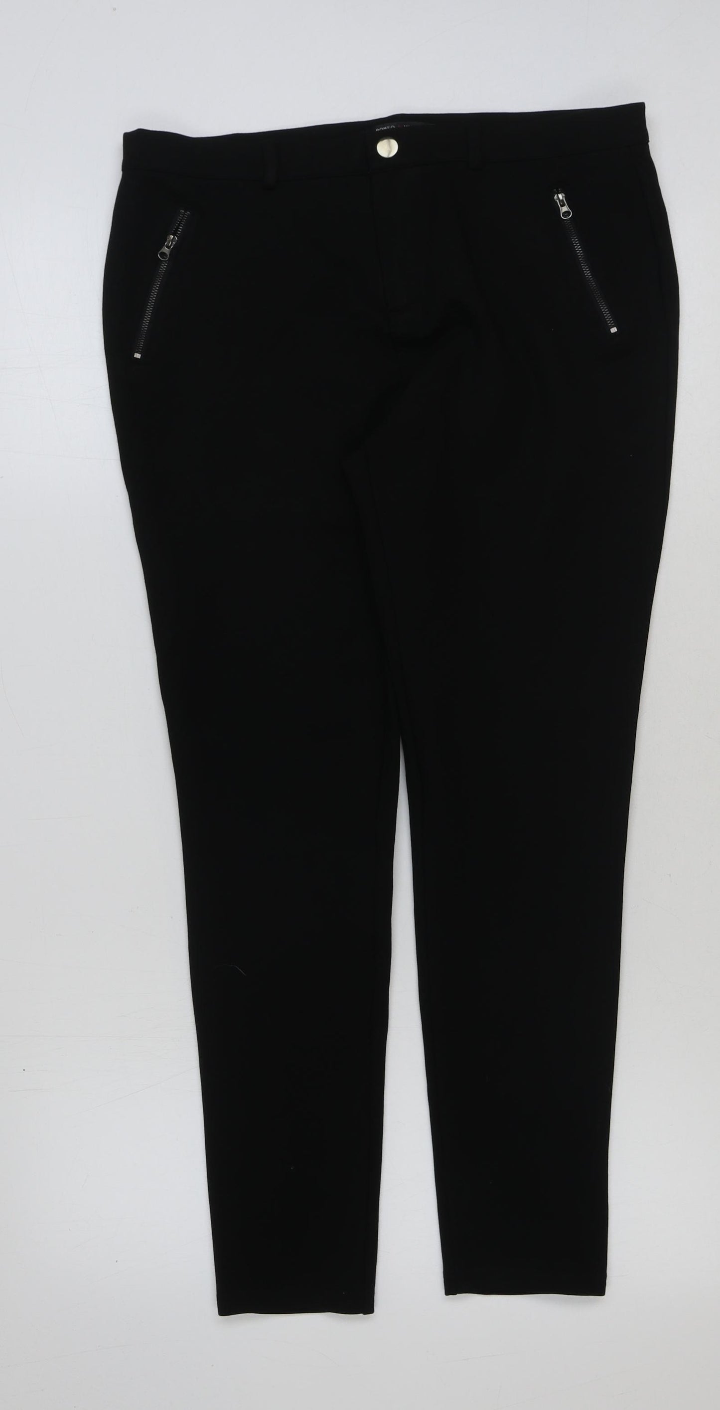 Romeo & Juliet Couture Womens Black Polyester Trousers Size L L28 in Regular Button