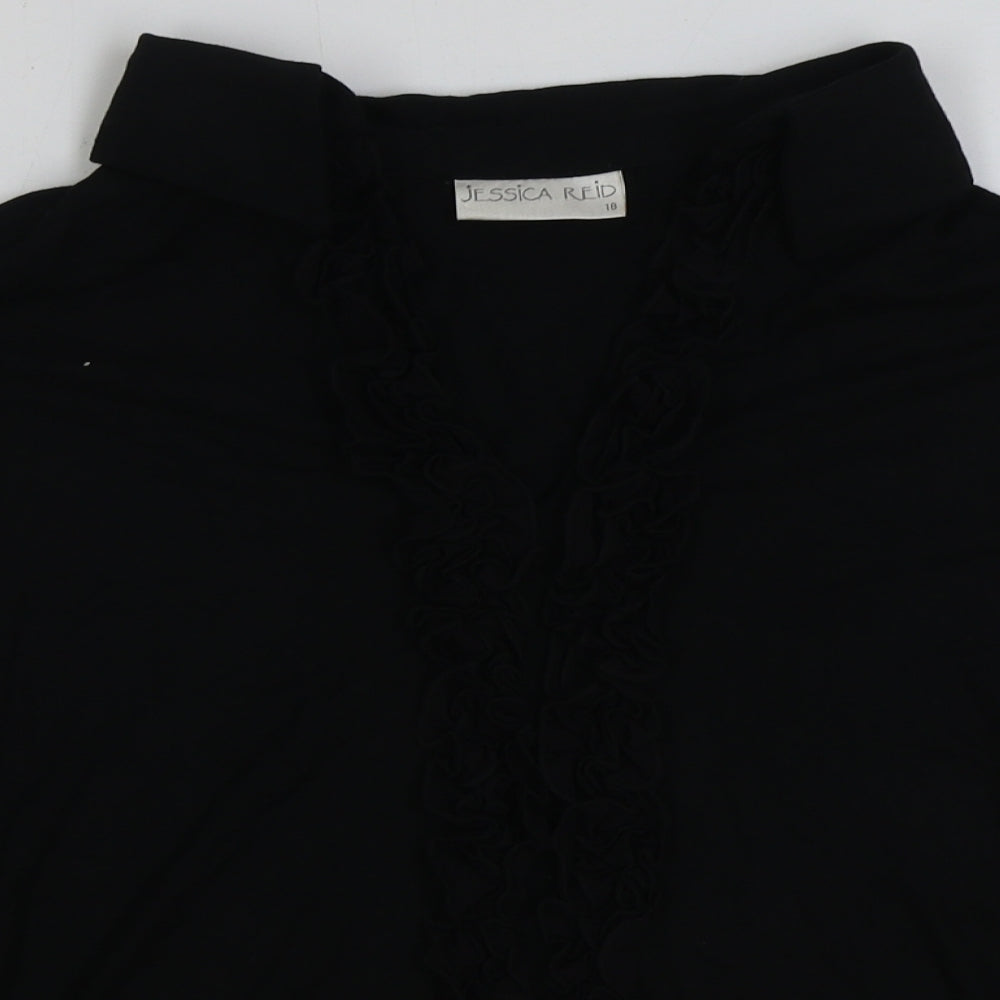 Jessica Reid Womens Black Viscose Basic T-Shirt Size 18 Collared