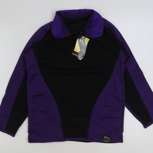 smartsportswear Girls Black Colourblock Polyester Basic T-Shirt Size L Collared Pullover