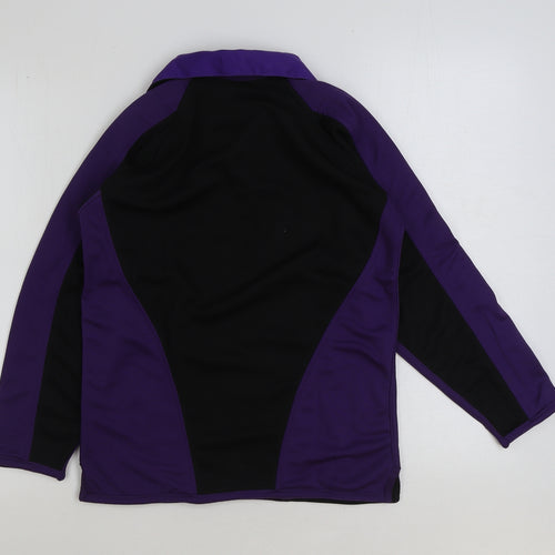 smartsportswear Girls Black Colourblock Polyester Basic T-Shirt Size L Collared Pullover