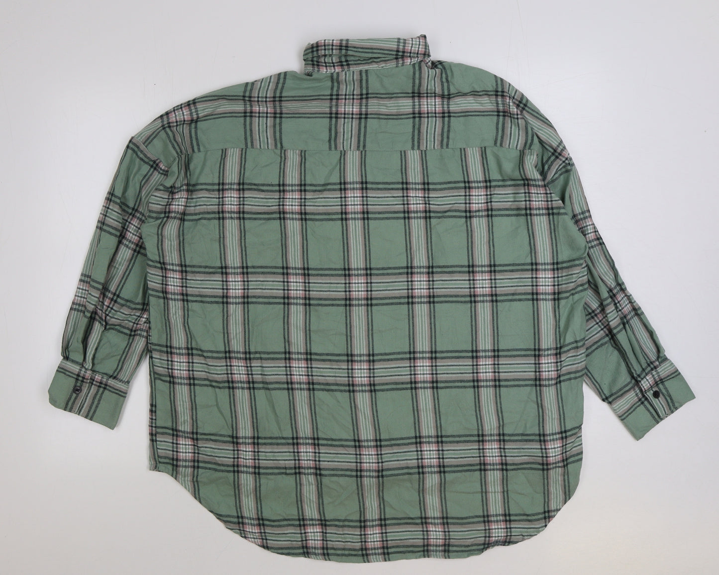 Primark Womens Green Check Polyester Basic Button-Up Size 12 Collared