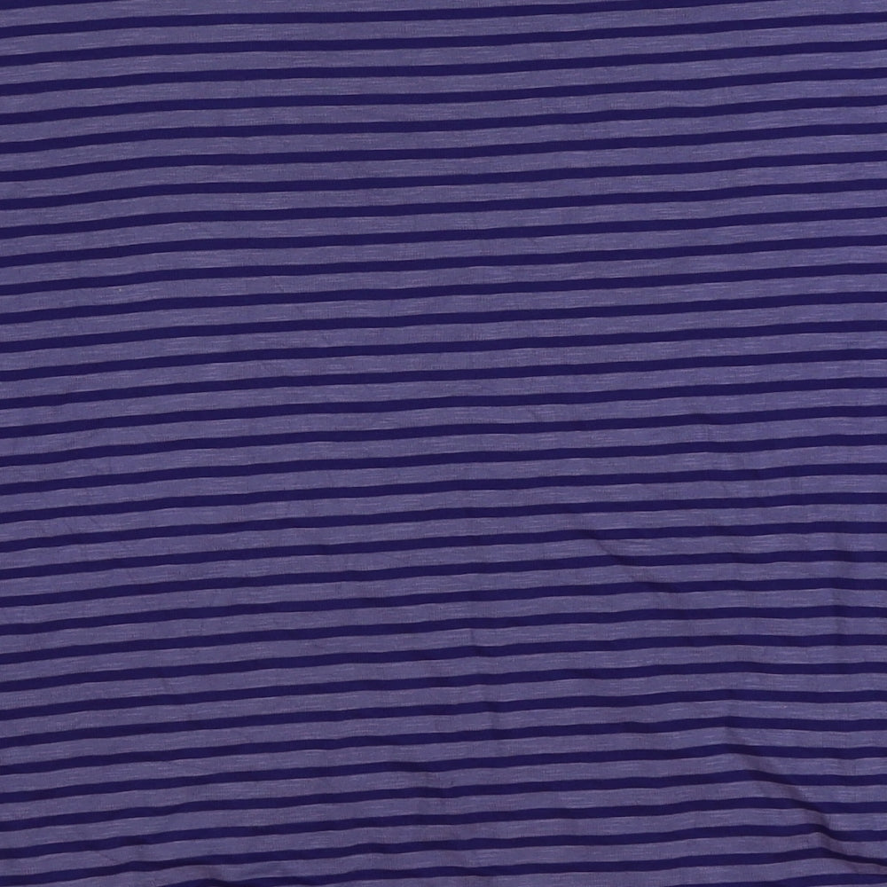 Nutmeg Womens Blue Striped Cotton Basic T-Shirt Size 12 Round Neck