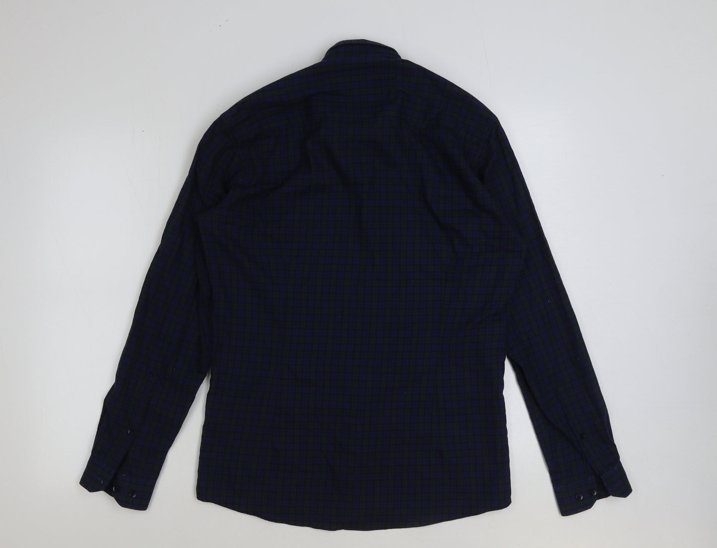 Cedar Wood State Mens Green Check Cotton Button-Up Size 15.5 Collared Button