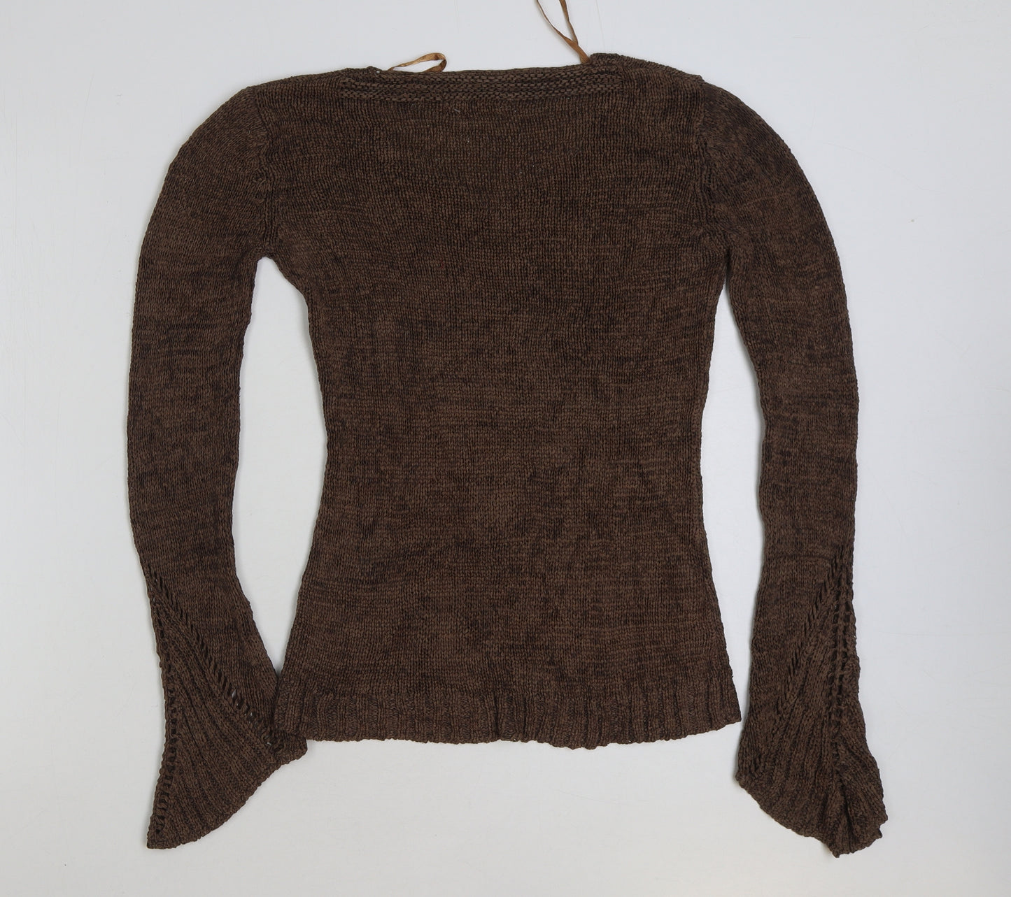 Matalan Womens Brown V-Neck Acrylic Pullover Jumper Size 8