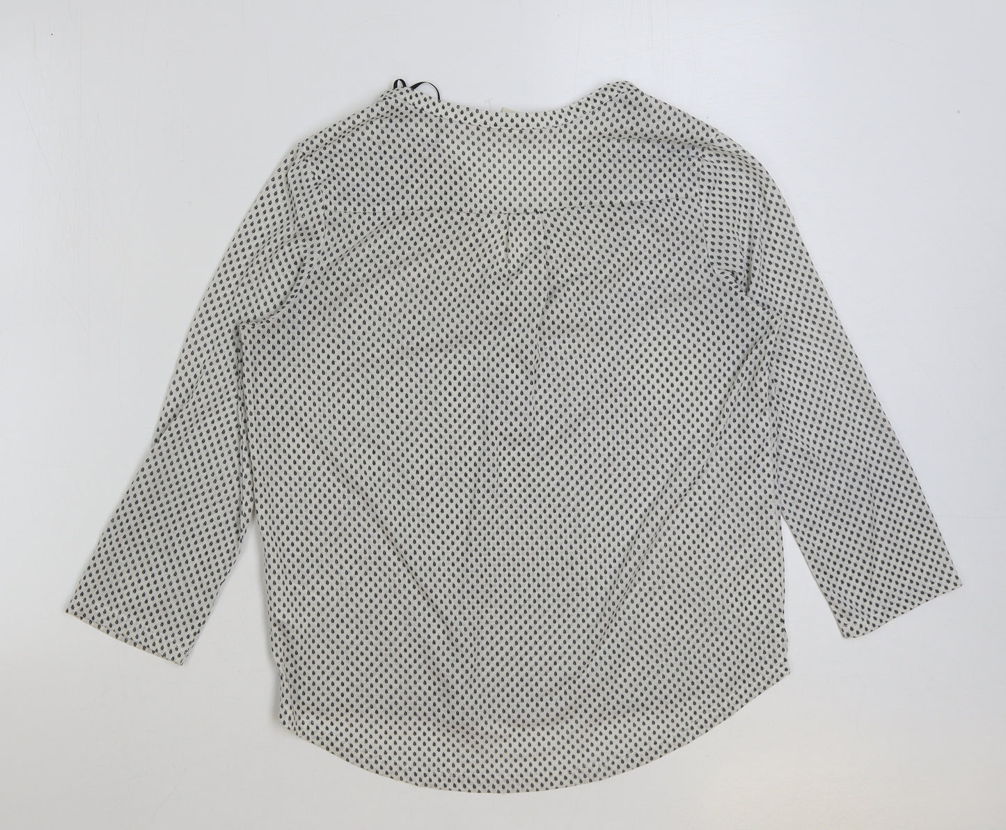 H&M Womens White Geometric Polyester Basic Blouse Size S Collared