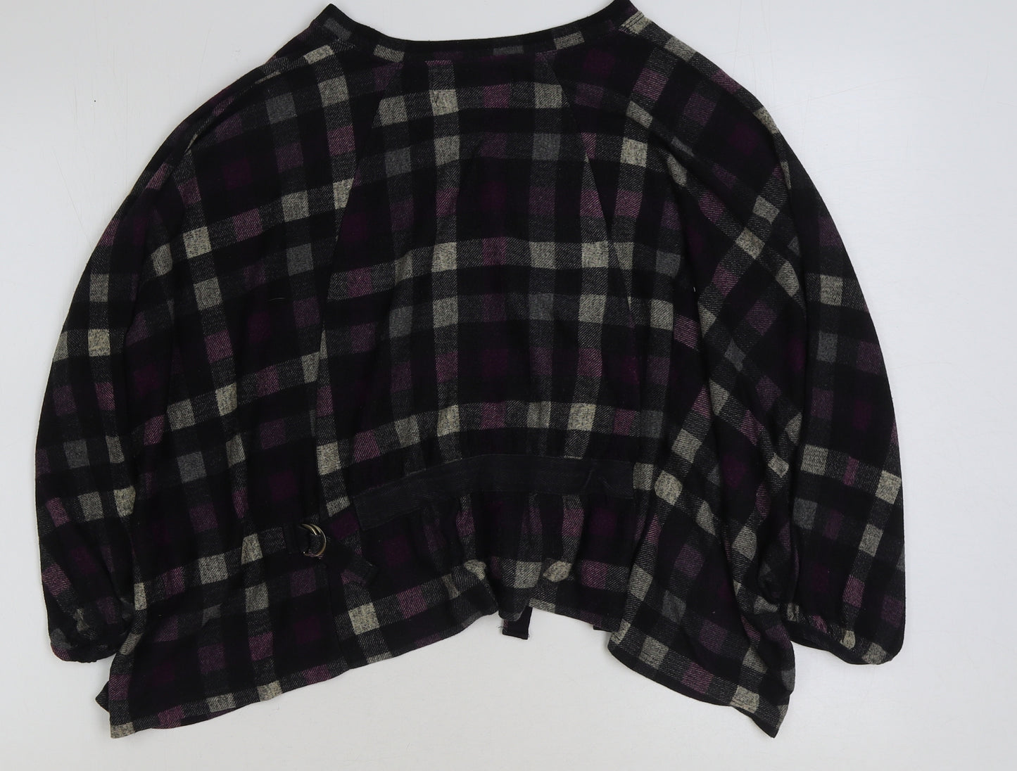 Zara Womens Purple Check Polyester Basic Blouse Size M Round Neck