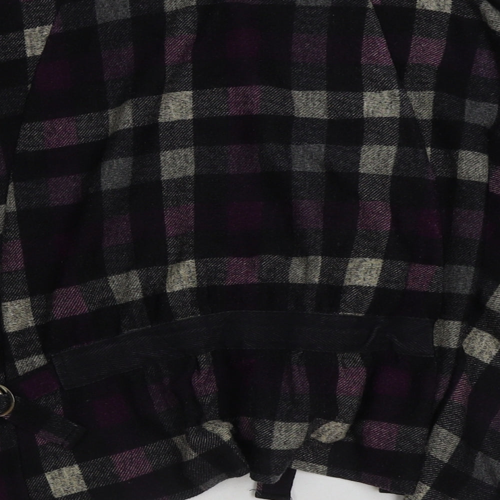 Zara Womens Purple Check Polyester Basic Blouse Size M Round Neck