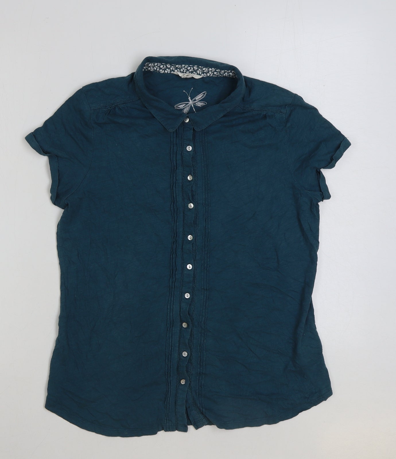 White Stuff Womens Blue Cotton Basic Button-Up Size 14 Collared