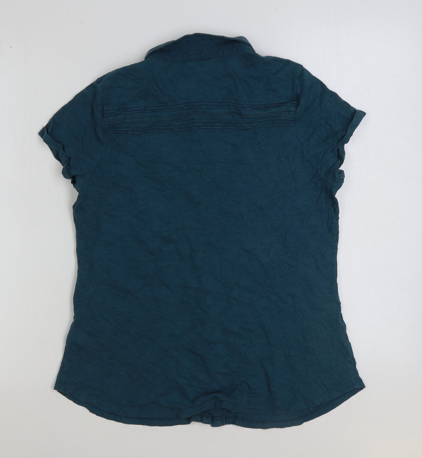 White Stuff Womens Blue Cotton Basic Button-Up Size 14 Collared