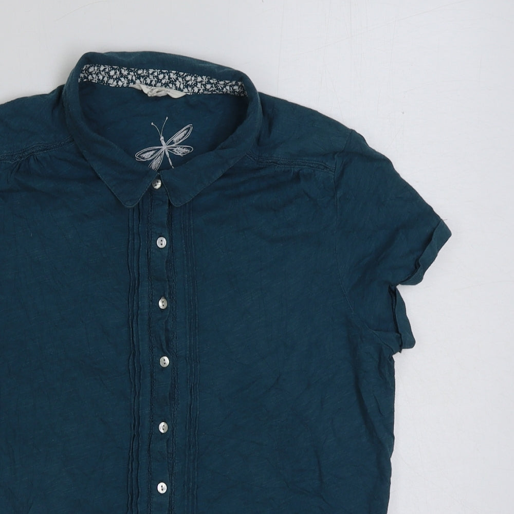 White Stuff Womens Blue Cotton Basic Button-Up Size 14 Collared
