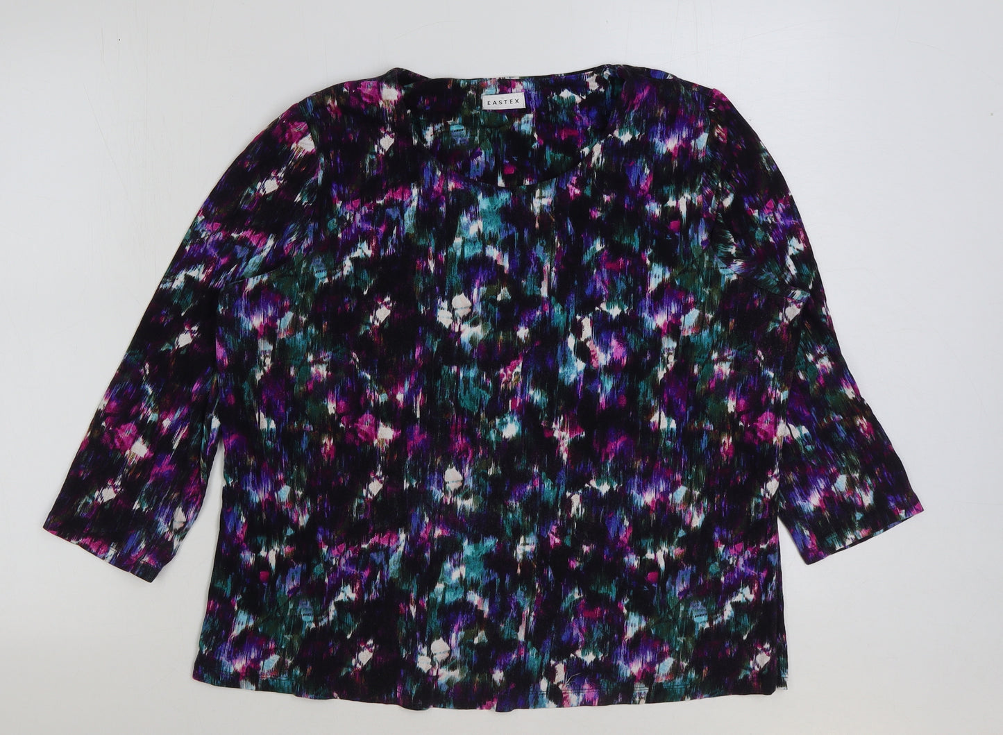 Eastex Womens Purple Geometric Polyester Basic T-Shirt Size 18 Round Neck