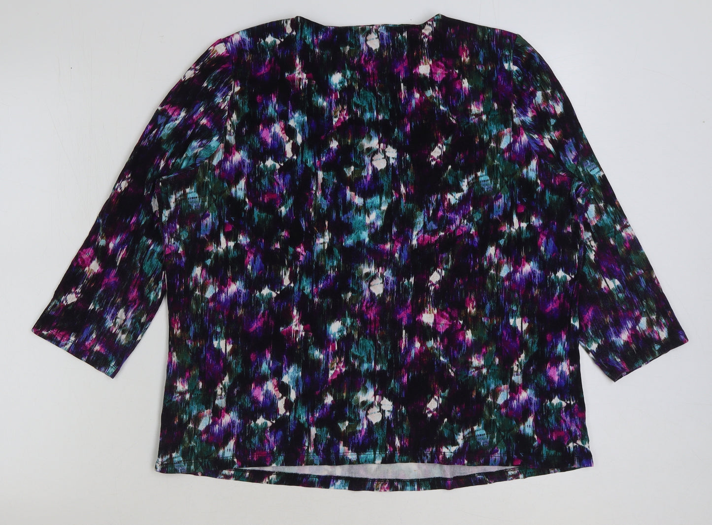 Eastex Womens Purple Geometric Polyester Basic T-Shirt Size 18 Round Neck