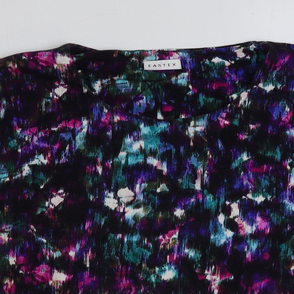 Eastex Womens Purple Geometric Polyester Basic T-Shirt Size 18 Round Neck