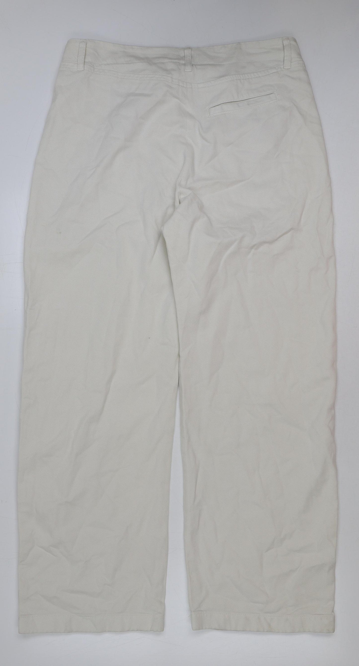 Zara Womens Beige Cotton Wide-Leg Jeans Size L L30 in Regular Button