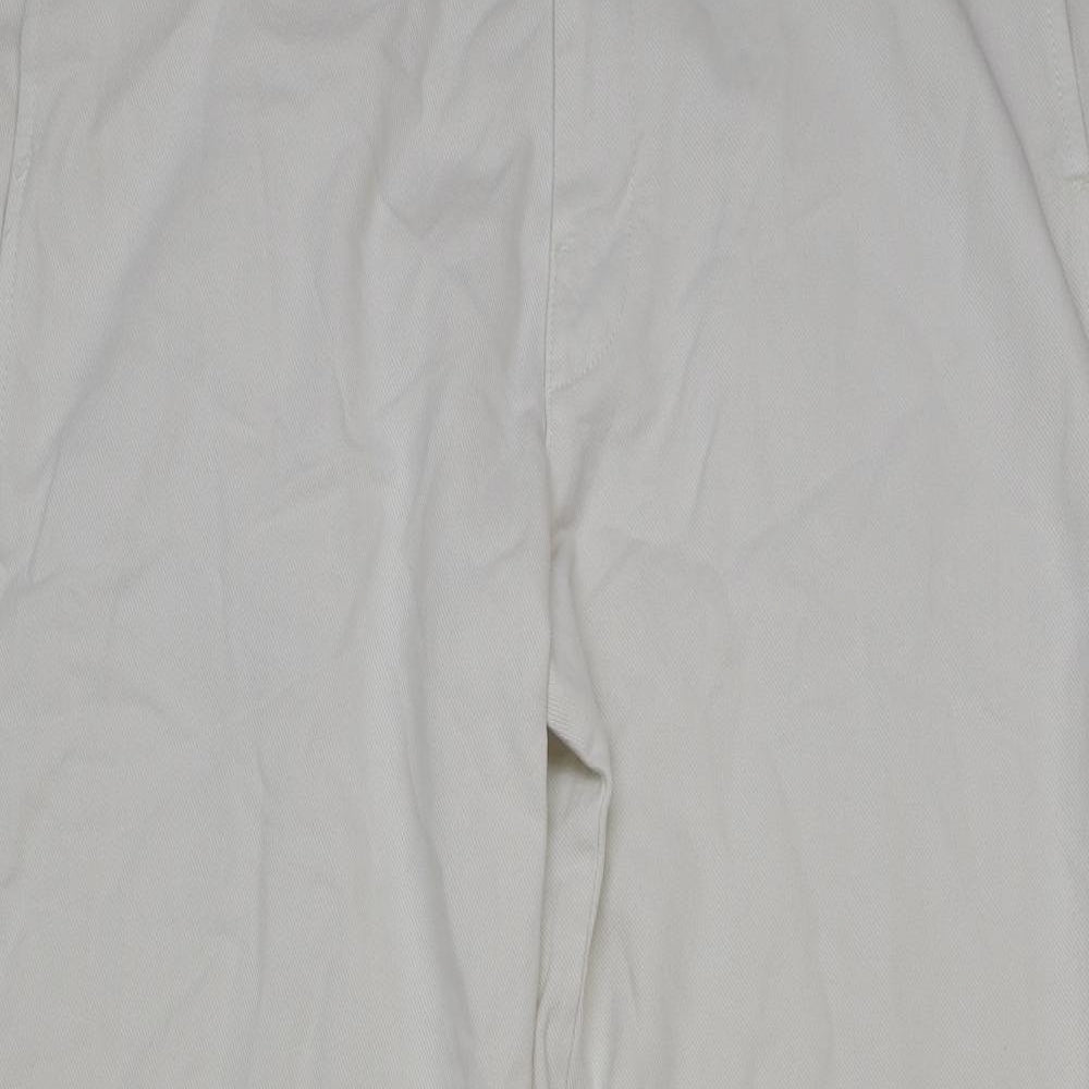 Zara Womens Beige Cotton Wide-Leg Jeans Size L L30 in Regular Button