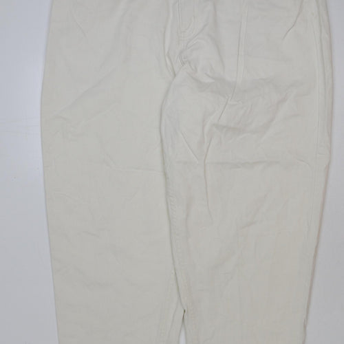 F&F Womens Ivory Cotton Straight Jeans Size 18 L38 in Regular Button