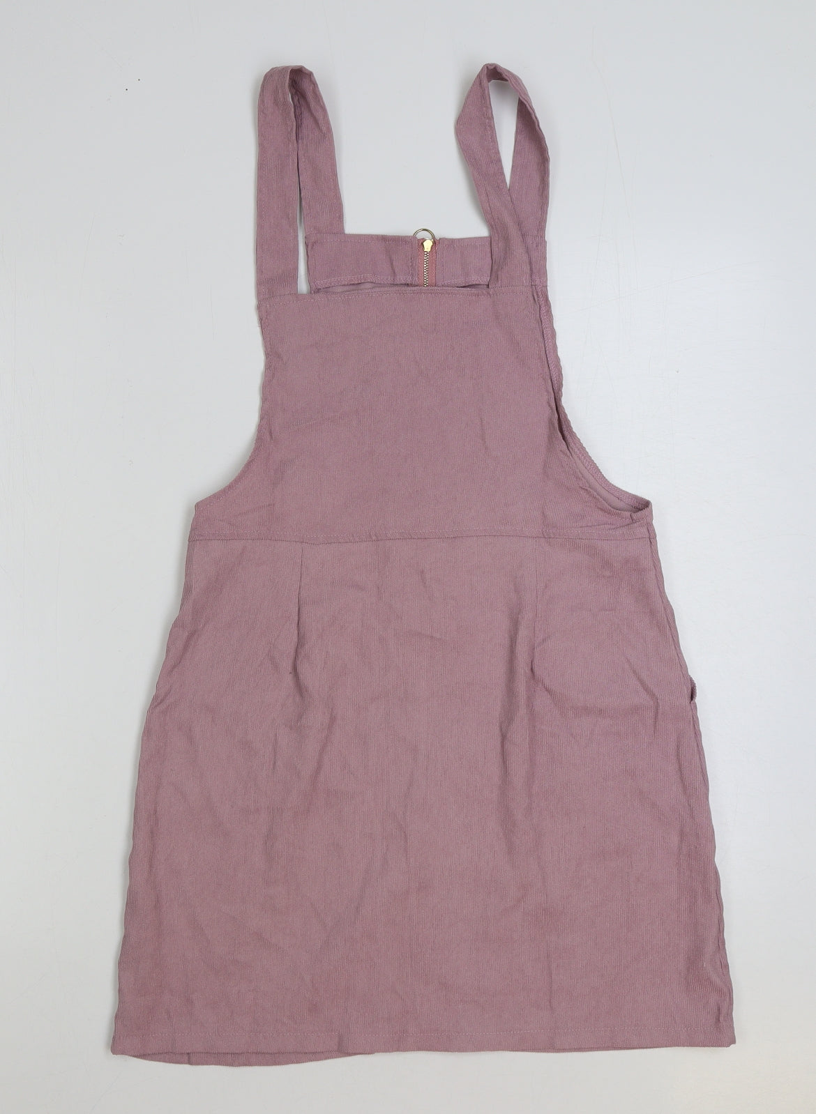 SheIn Womens Pink Cotton Pinafore/Dungaree Dress Size M Square Neck Zip
