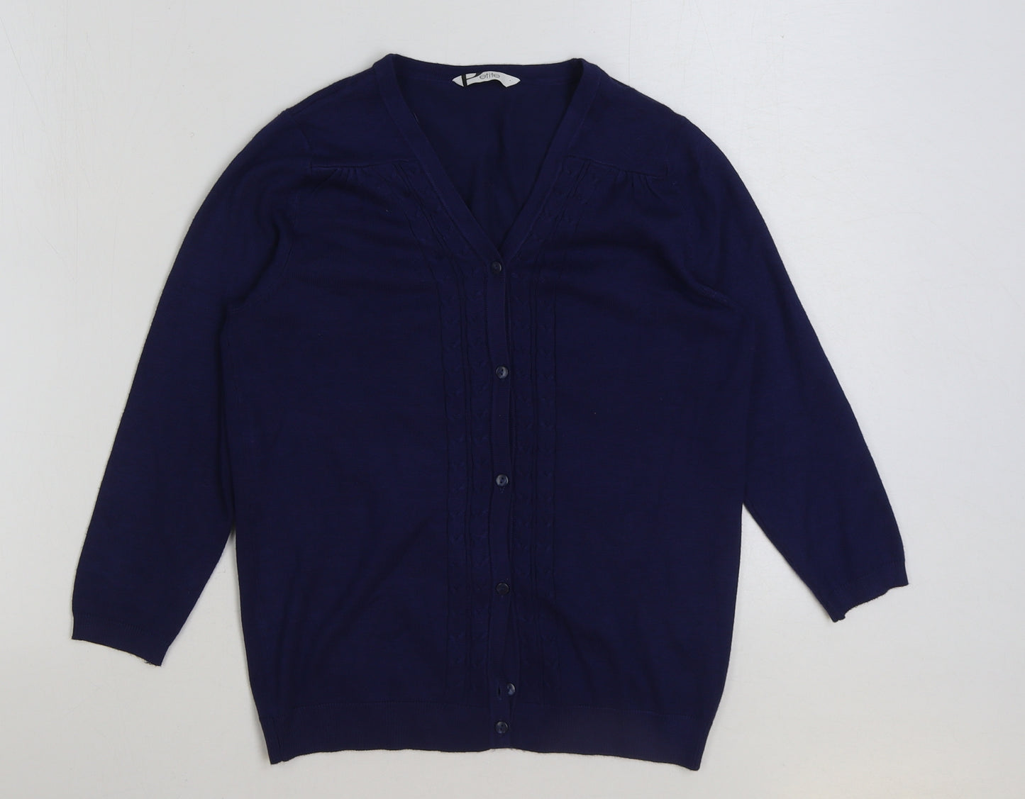 BHS Womens Blue V-Neck Viscose Cardigan Jumper Size 10