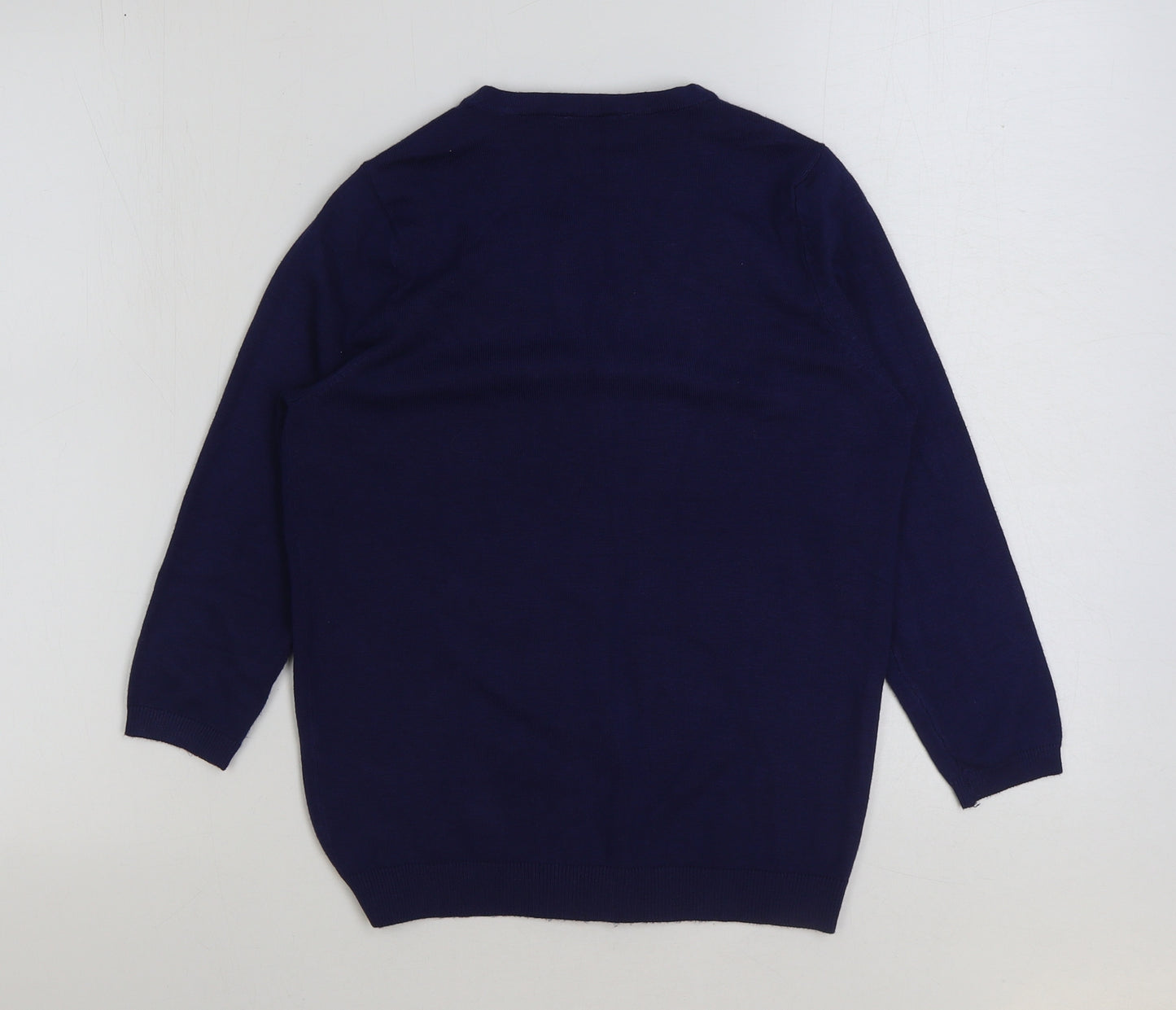 BHS Womens Blue V-Neck Viscose Cardigan Jumper Size 10