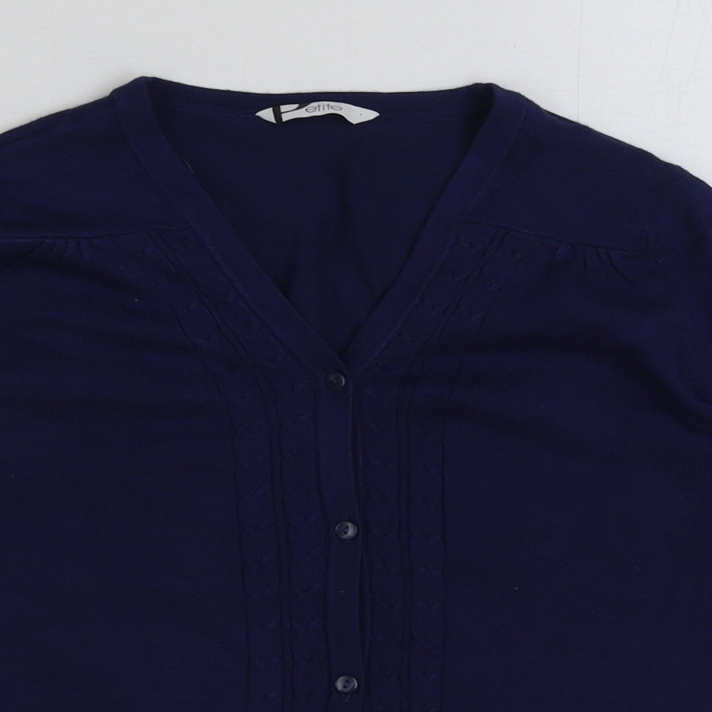BHS Womens Blue V-Neck Viscose Cardigan Jumper Size 10