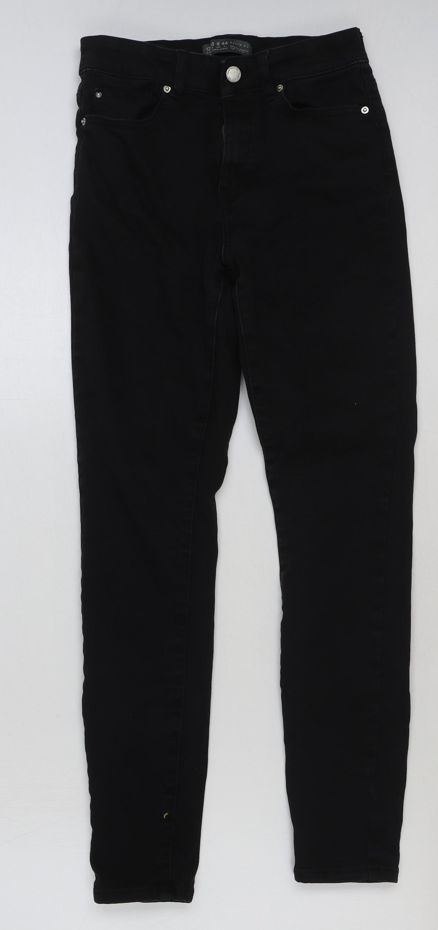 denim & c Womens Black Cotton Skinny Jeans Size 12 L28 in Regular Button