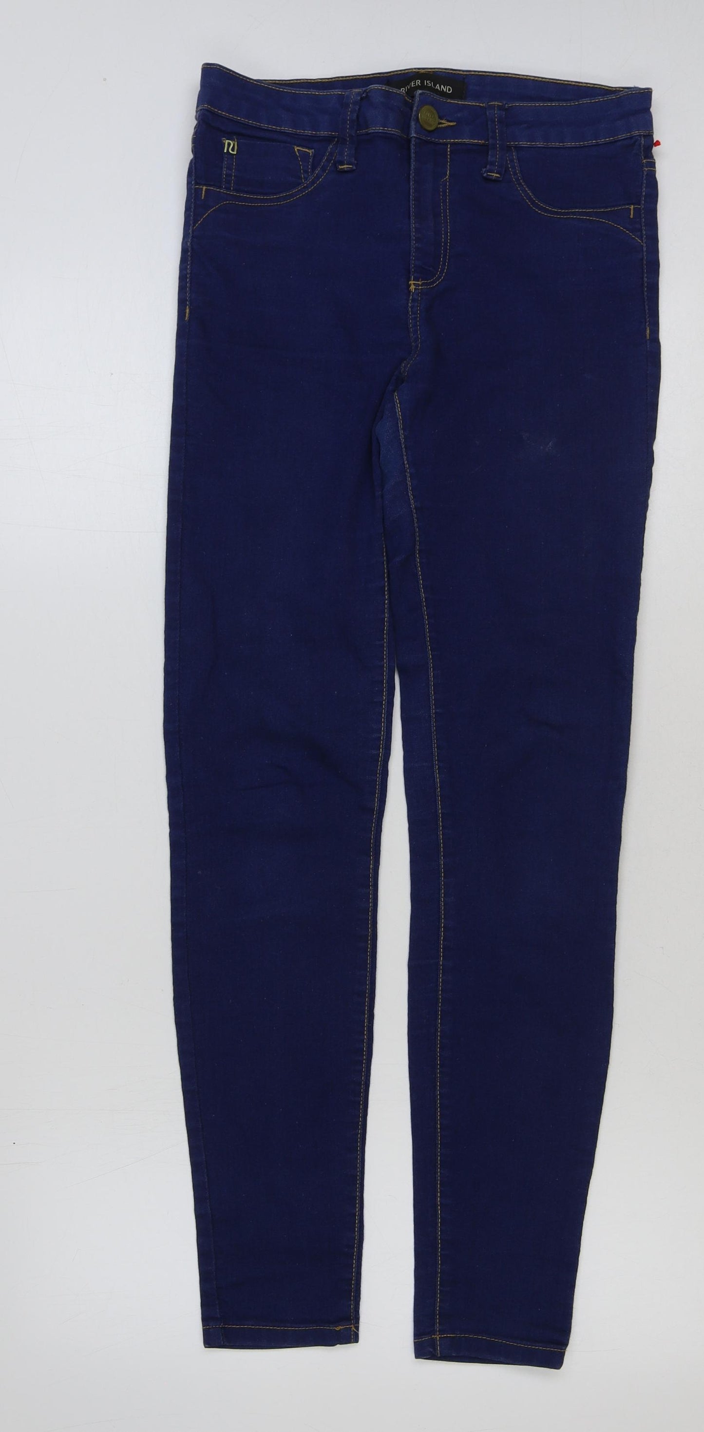 River Island Womens Blue Cotton Skinny Jeans Size 10 L30 in Regular Button