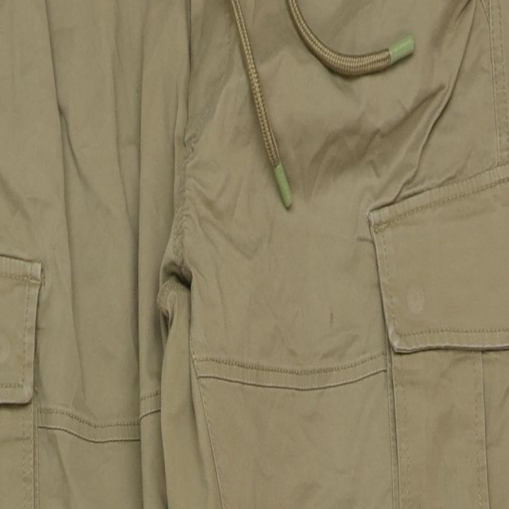 H&M Mens Beige Cotton Cargo Trousers Size 36 in L28 in Regular Drawstring