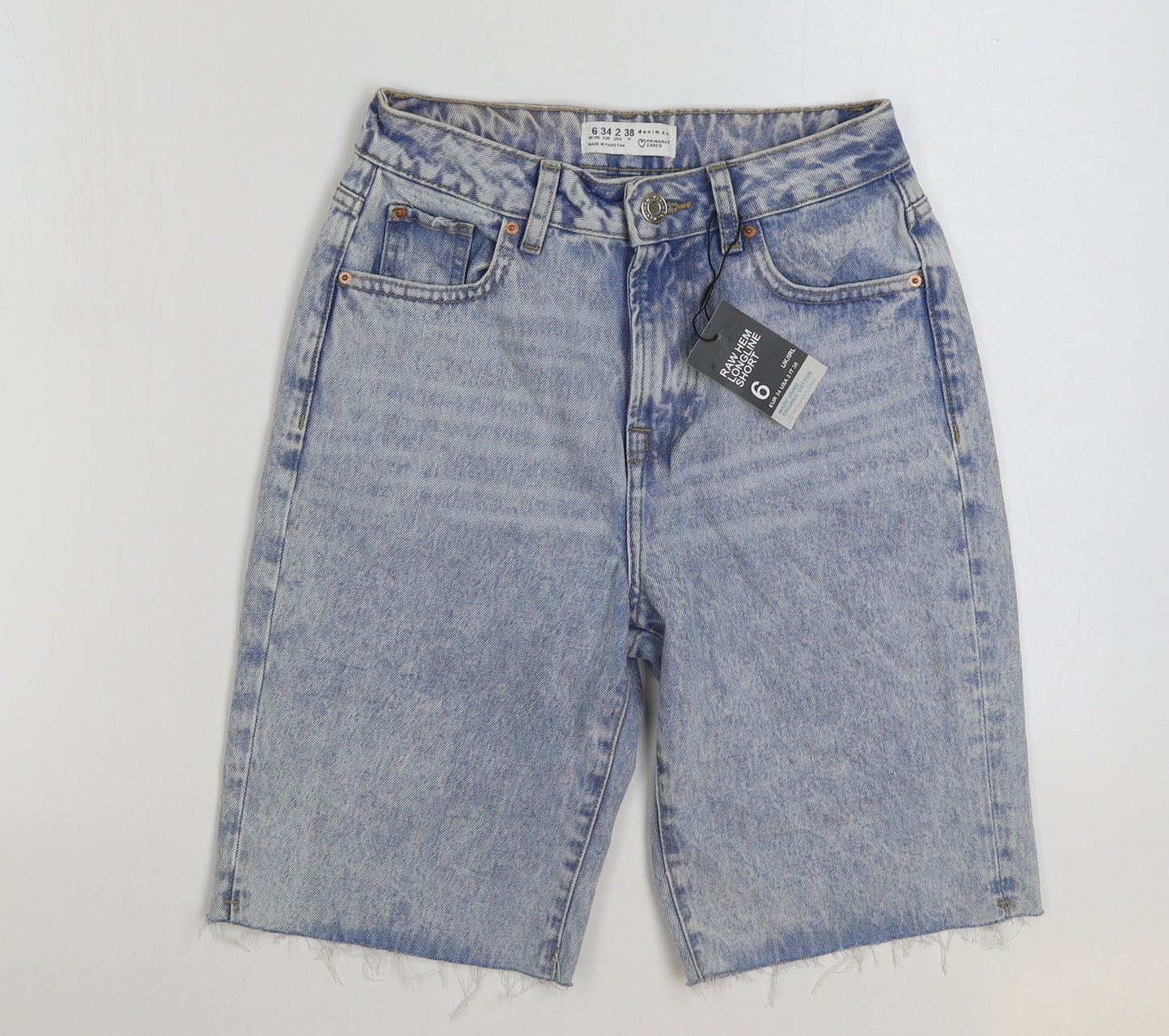 Denim & Co. Womens Blue Cotton Bermuda Shorts Size 6 L10 in Regular Button