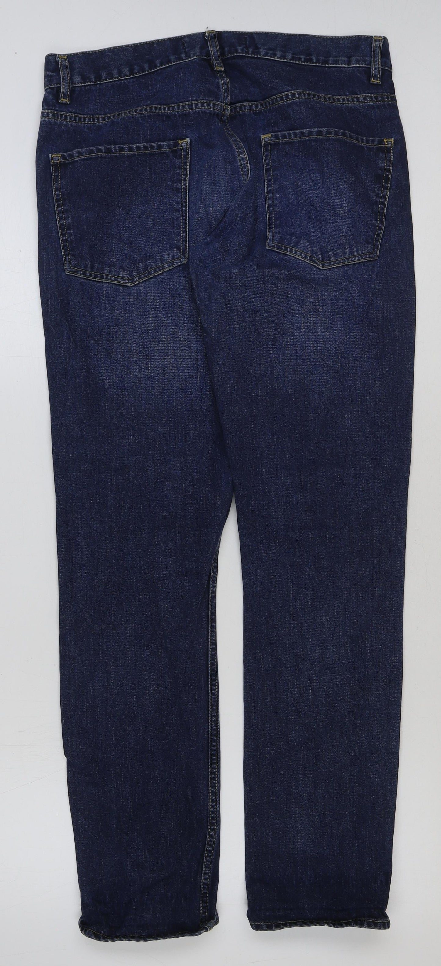 Moto Mens Blue Cotton Straight Jeans Size 32 in L32 in Regular Button