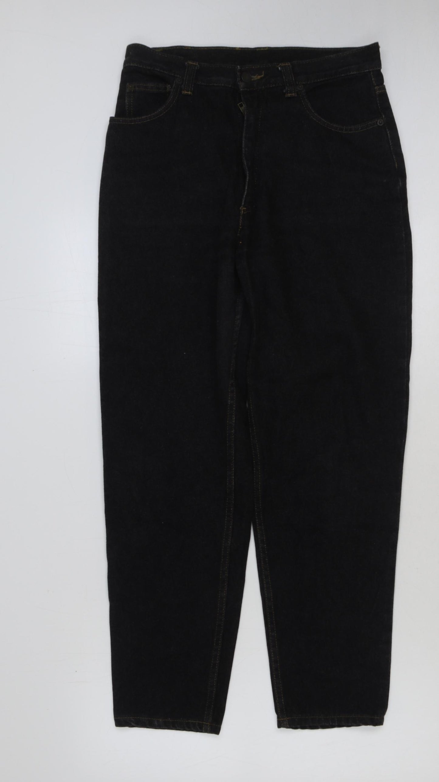 Preworn Mens Black Cotton Straight Jeans Size 30 in L28 in Regular Button
