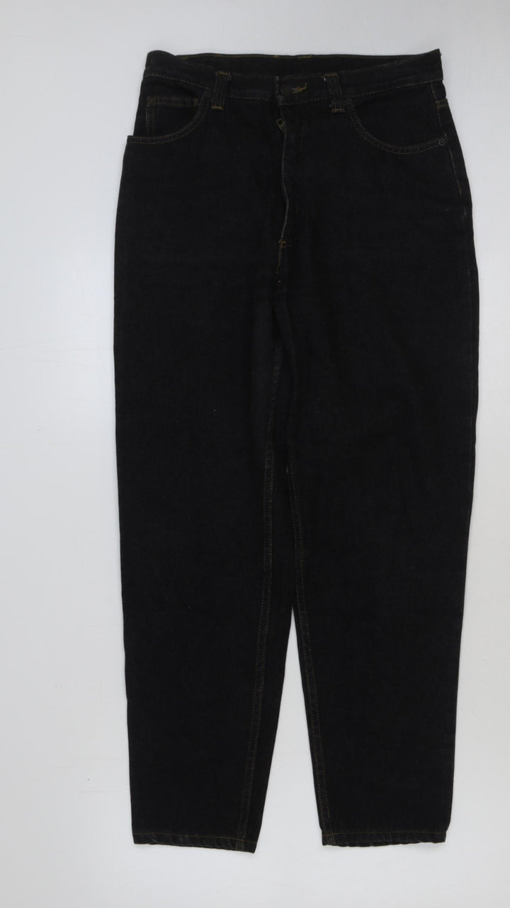 Preworn Mens Black Cotton Straight Jeans Size 30 in L28 in Regular Button