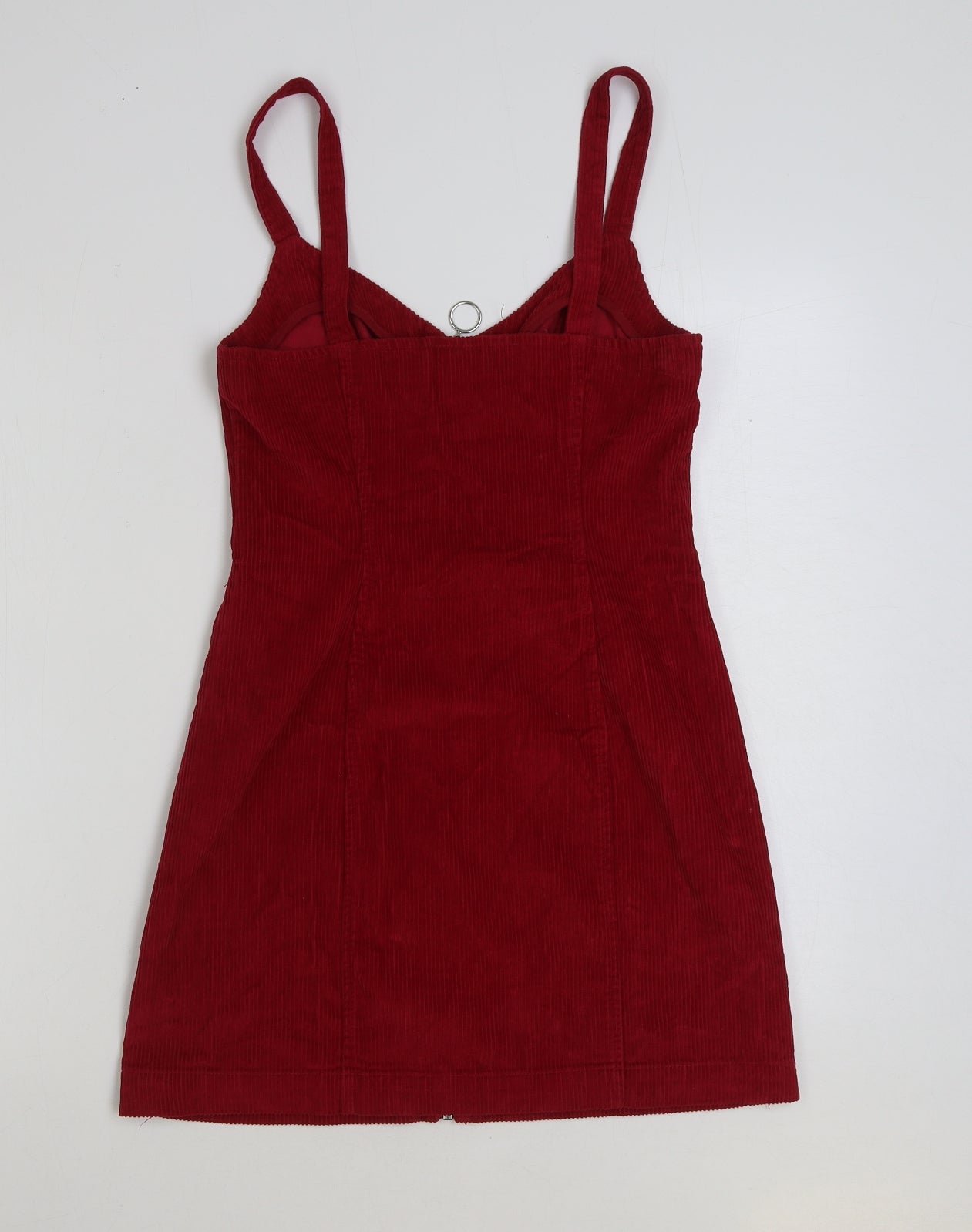 Topshop Womens Red Cotton Pinafore/Dungaree Dress Size 8 Sweetheart Zip