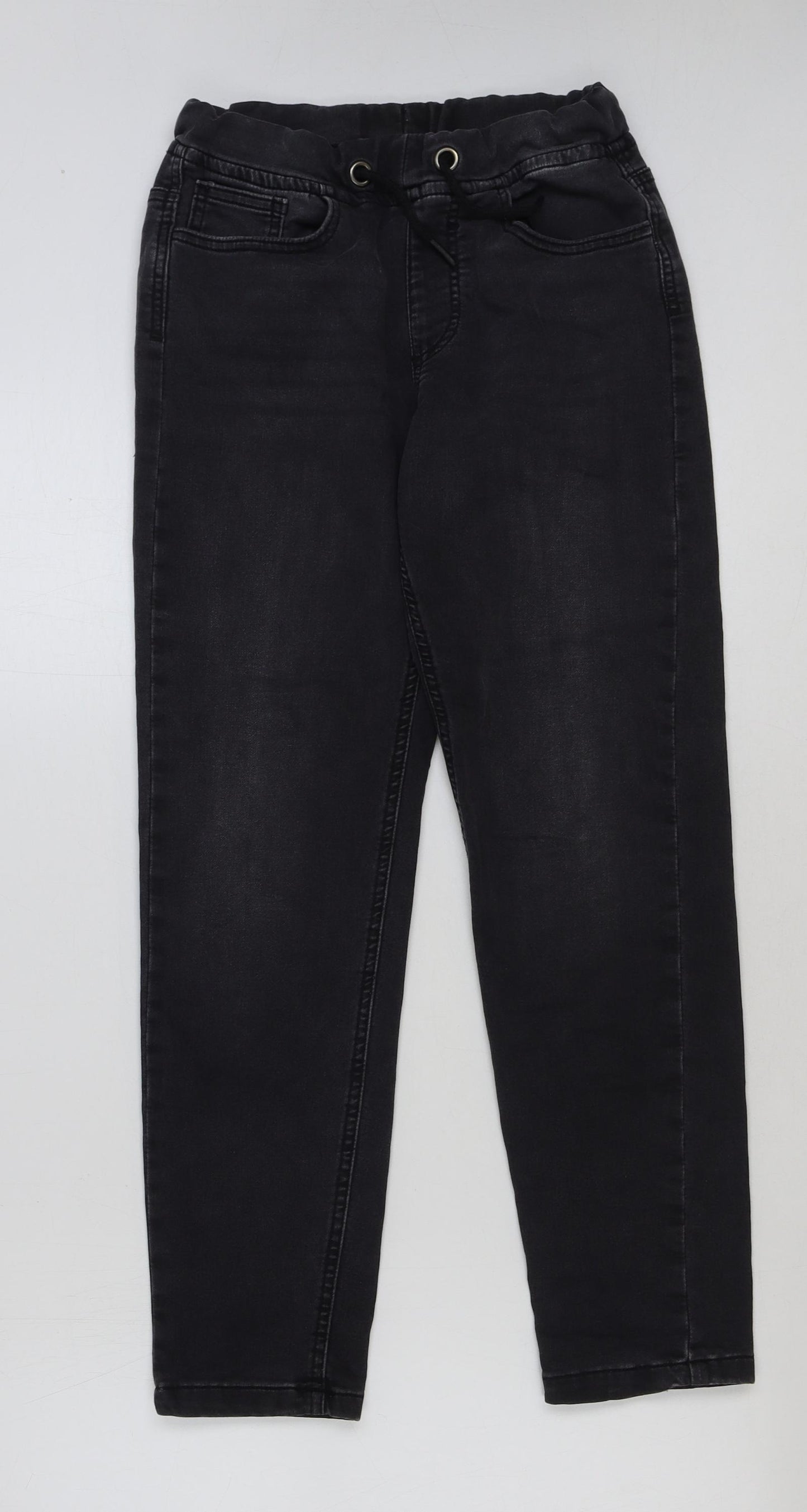 George Boys Grey Cotton Skinny Jeans Size 10-11 Years Regular Drawstring