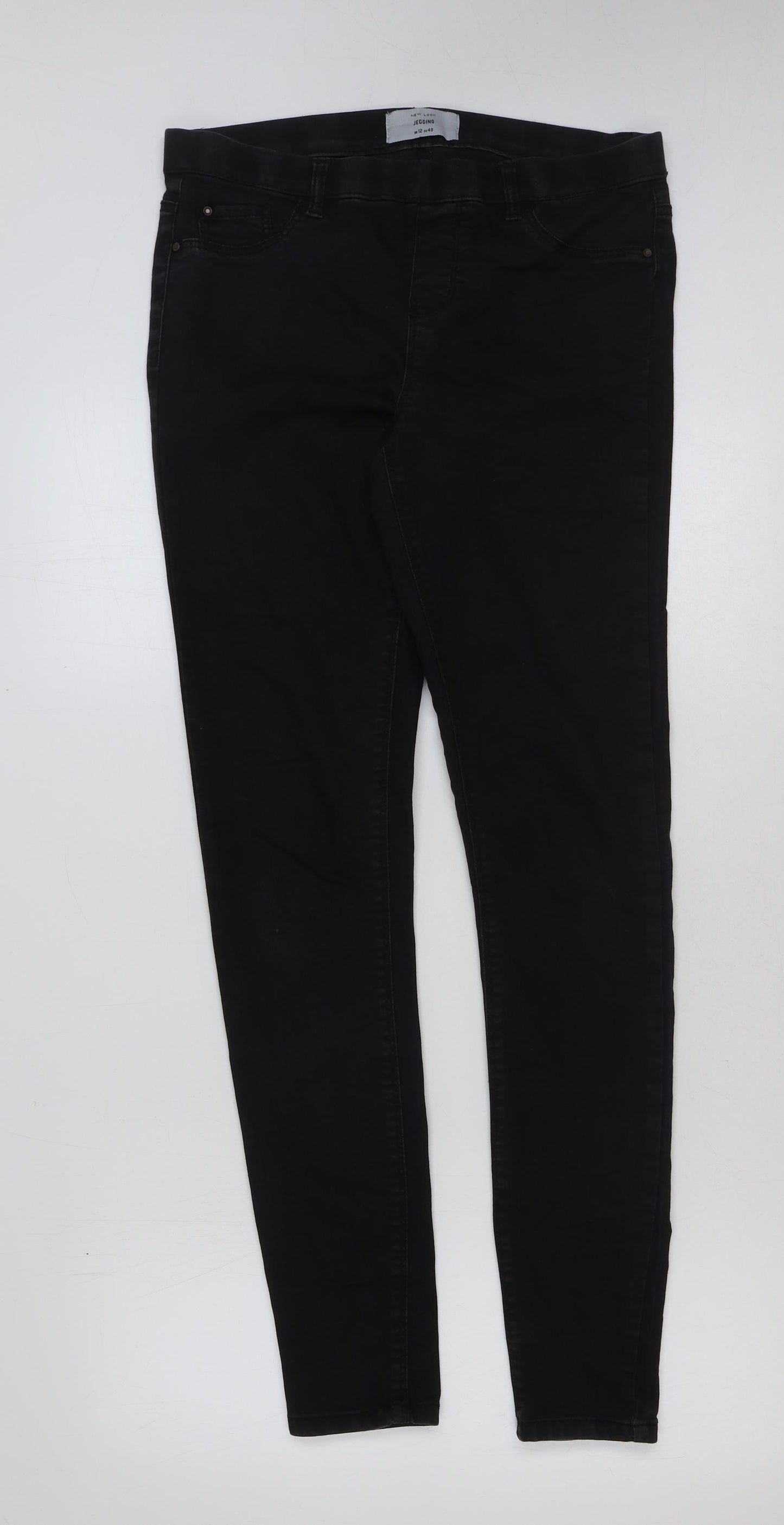 New Look Womens Black Cotton Jegging Jeans Size 12 L32 in Regular