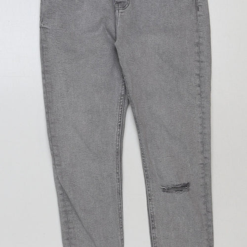 Denim & Co. Womens Grey Cotton Skinny Jeans Size 10 L26 in Regular Button