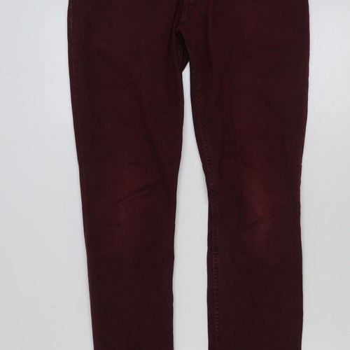 H&M Womens Red Cotton Straight Jeans Size 32 in L32 in Regular Button