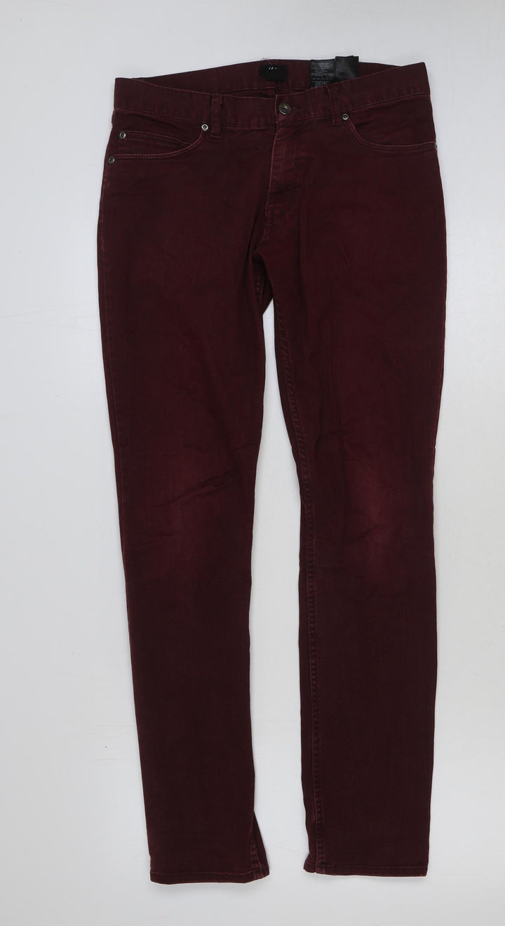 H&M Womens Red Cotton Straight Jeans Size 32 in L32 in Regular Button